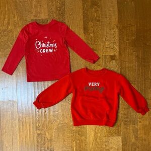 Toddler Girls Cat and Jack Christmas Shirts - 5T - 2 included! - Sweatshirt